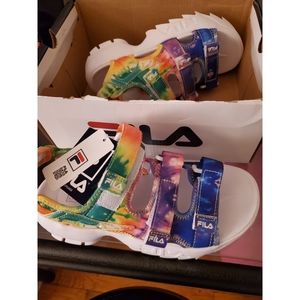 Multi color Fila disruptor sandal
